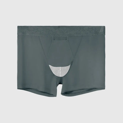 Men's ice silk nylon boyshorts in black, grey, blue, white, and light blue colours