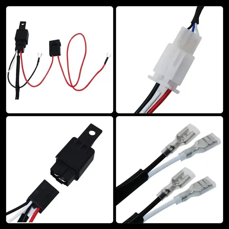 One drag two LED work light wiring harness with 2 metre silicone cable for vehicle spotlight installation