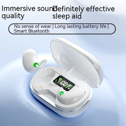 Wireless Bluetooth sleep headset in black or white with 80-hour battery, Bluetooth 5.3 and 500mAh charging case