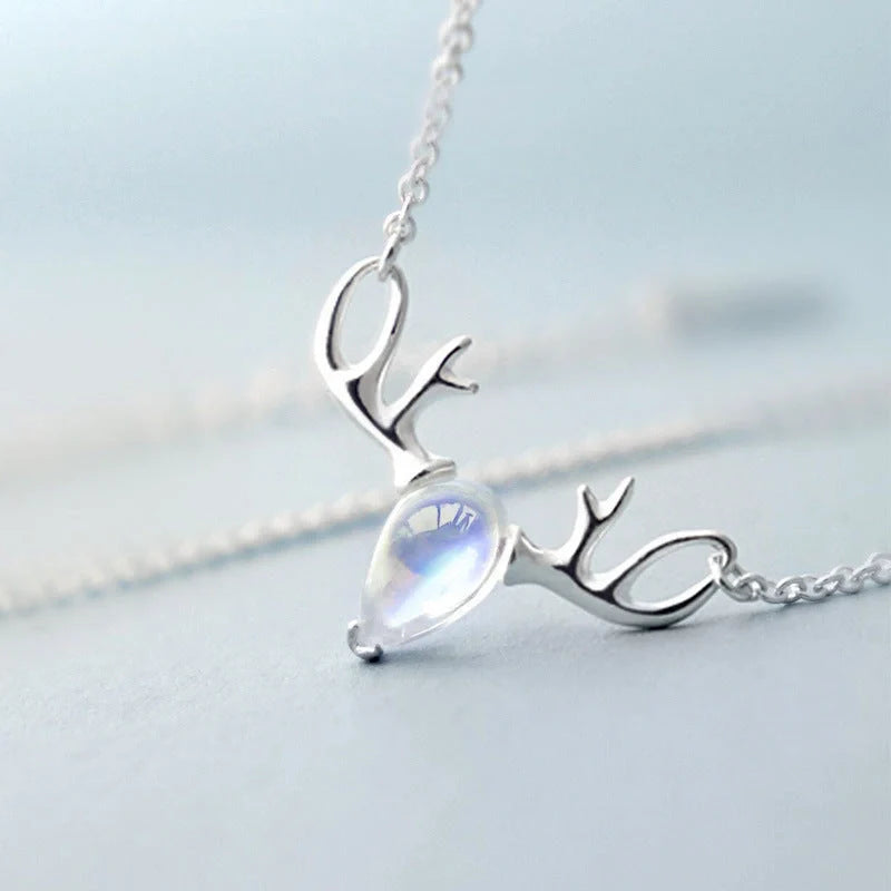 Elegant S925 Elk Moonstone Pendant Necklace for women