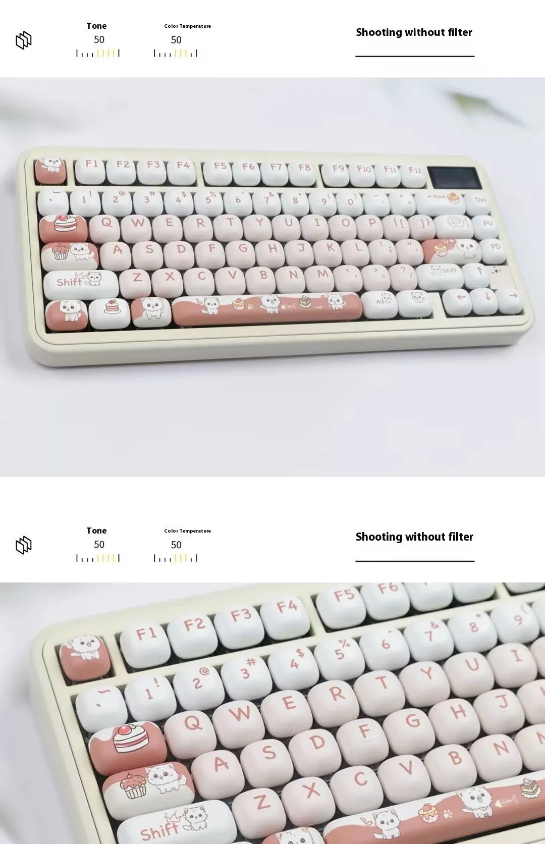 Cartoon dessert cat MOG round key cap with sublimation printing for mechanical keyboards