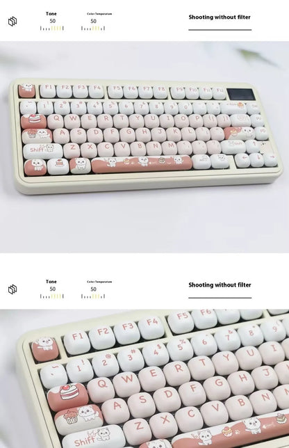 Cartoon dessert cat MOG round key cap with sublimation printing for mechanical keyboards
