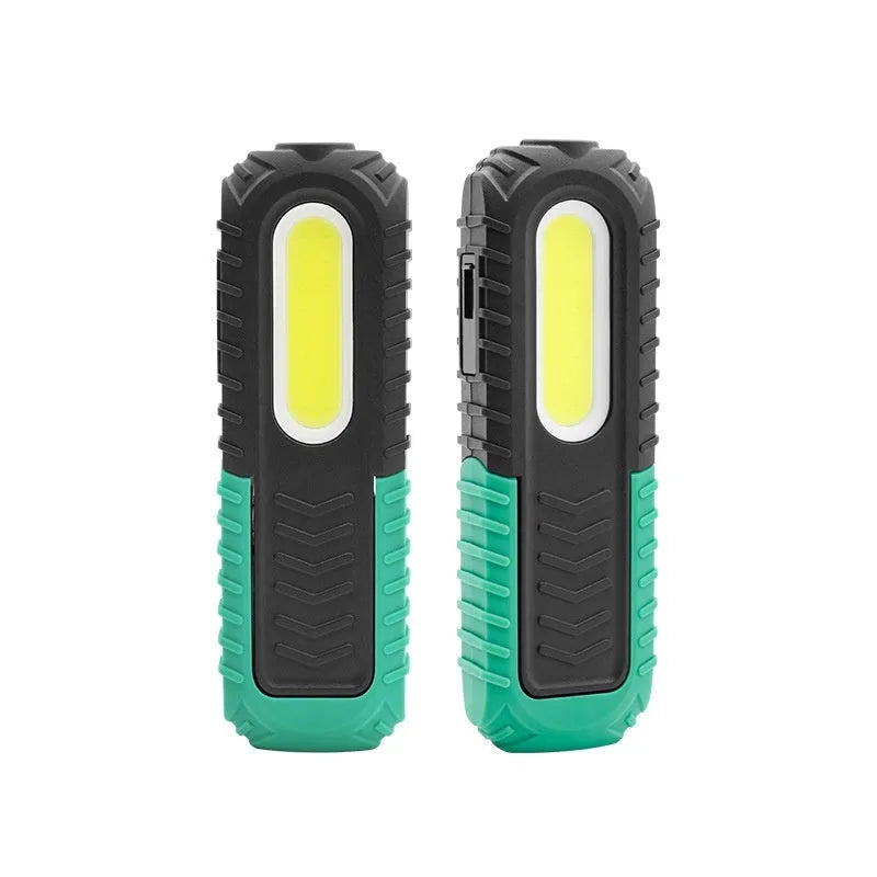 Auto repair work light with ABS plastic PET coating for drop-resistant inspection, 165mm length USB charging lamp with 6500K colour temperature, black and green general vehicle maintenance tool
