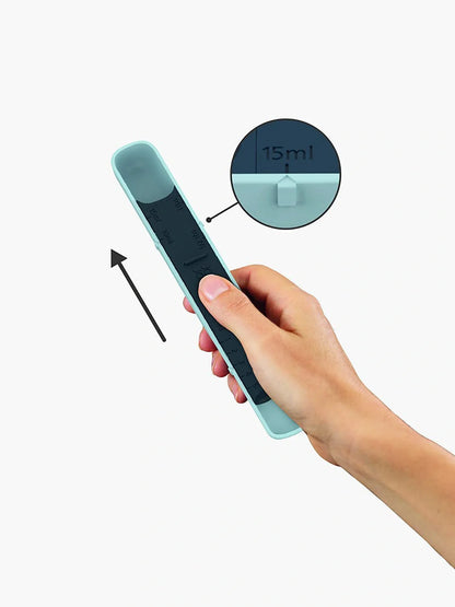Adjustable 12-speed measuring spoon in grey, perfect for precise kitchen measurements