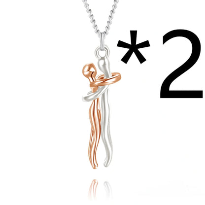 Affectionate Hug Necklace for couples with snake bone chain design
