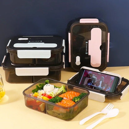 Premium plastic bento lunch box with flexible lock-catch design, microwave-safe, and vibrant colour options for work, travel, and outdoor activities