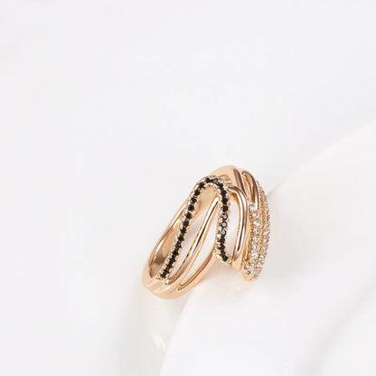 Women's electroplated copper ring with micro-inlaid zircon detailing, shown in WK2230 colour on a model's hand.