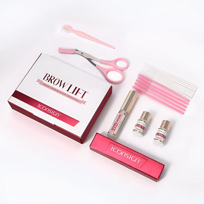 Pink eyebrow quick ironing tool in complete eyebrow perm kit set