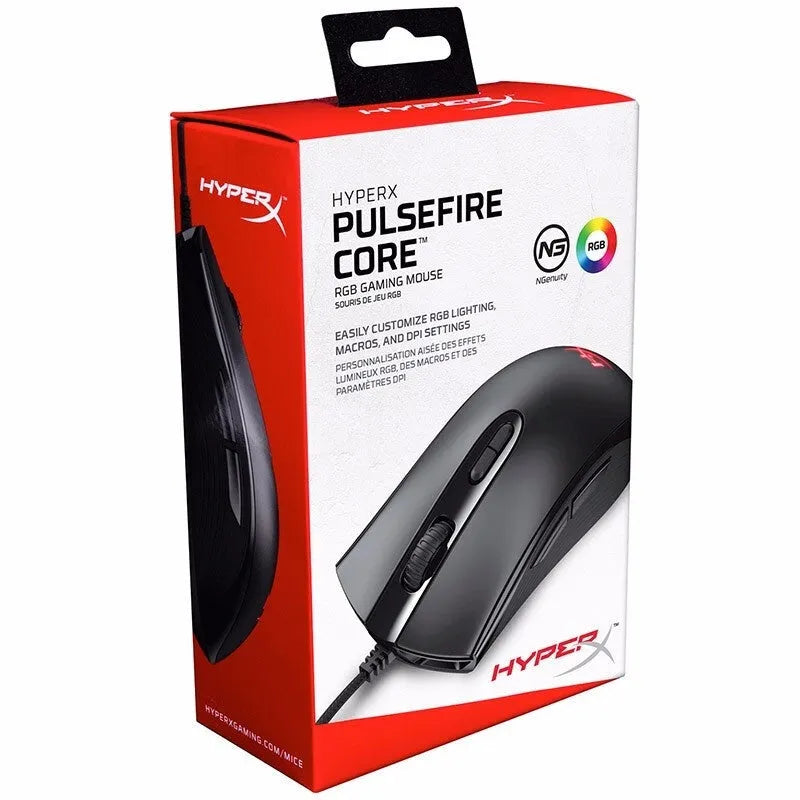 Pulse RGB wired gaming mouse in black colour with USB cable and RGB lighting