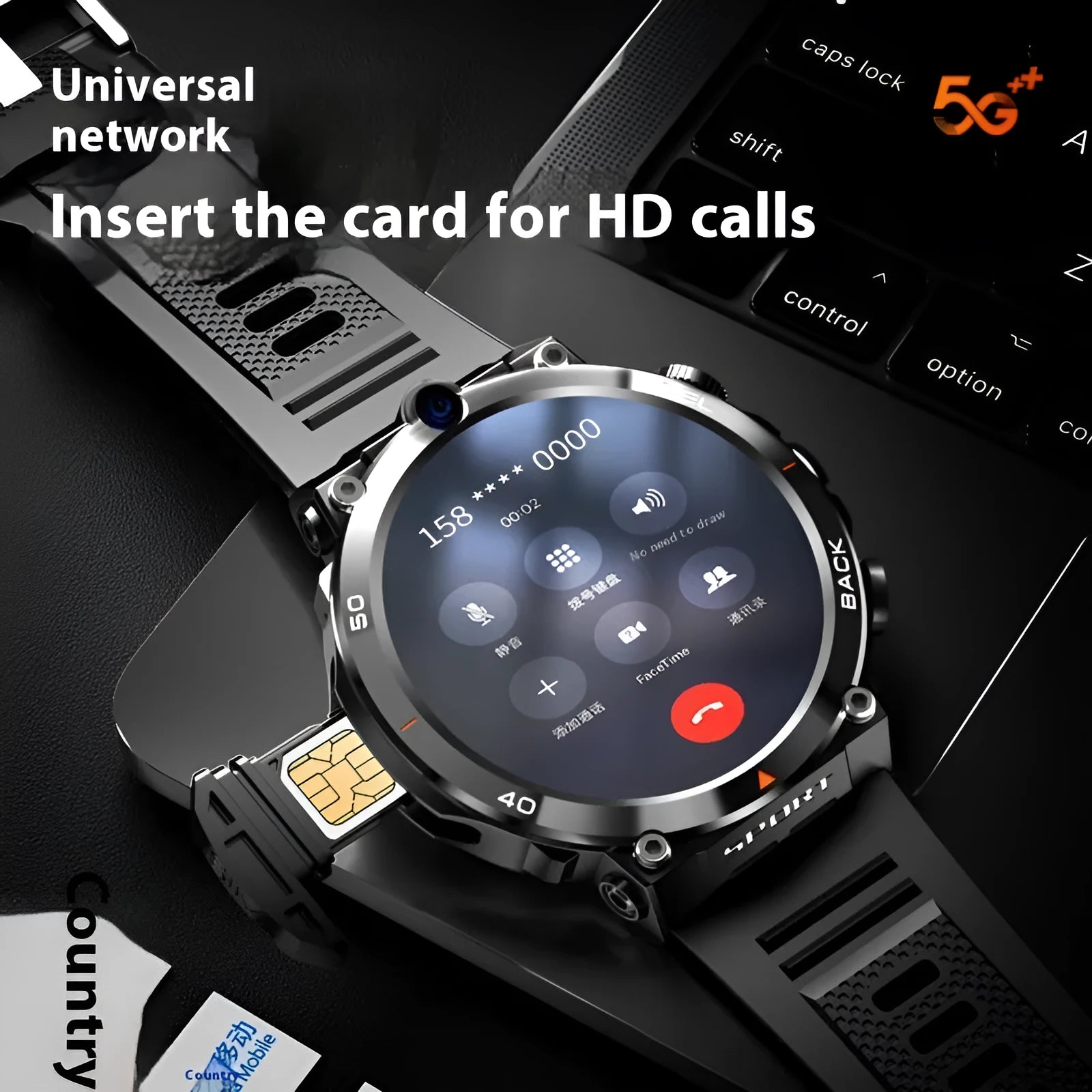 Dual camera sports smartwatch with touch screen, heart rate monitoring and NFC functionality