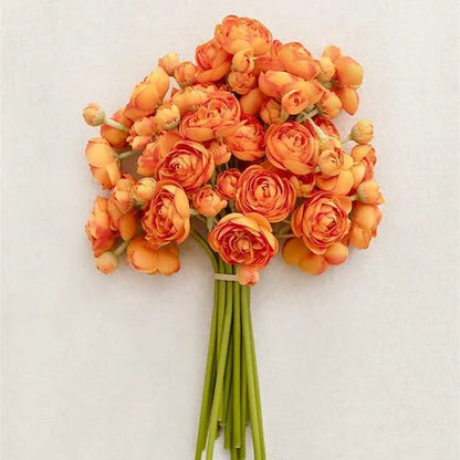 35cm tall silk floral plug with 24 pink and white tea rose camellia flower heads for wedding decoration