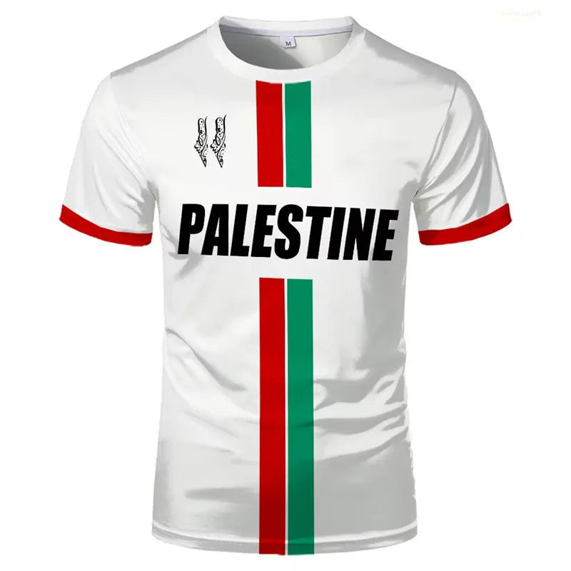 Black 3D printed football T-shirt with stereo pattern on spandex fabric, showing half-sleeve design and regular fit