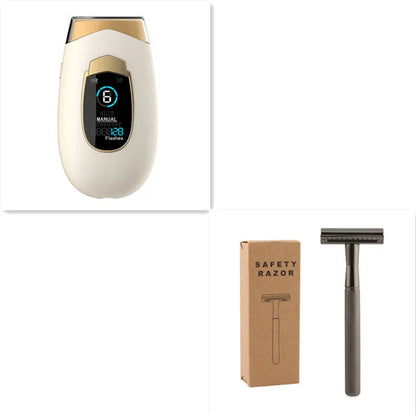 Home laser hair removal device in DH5 or DH4 colour with goggles, power adapter and power pin for whole body use