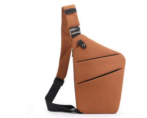 Canvas chest bag 31x20x1cm, 190g, one-shoulder crossbody with anti-radiation fabric inside, smoke black or silver grey