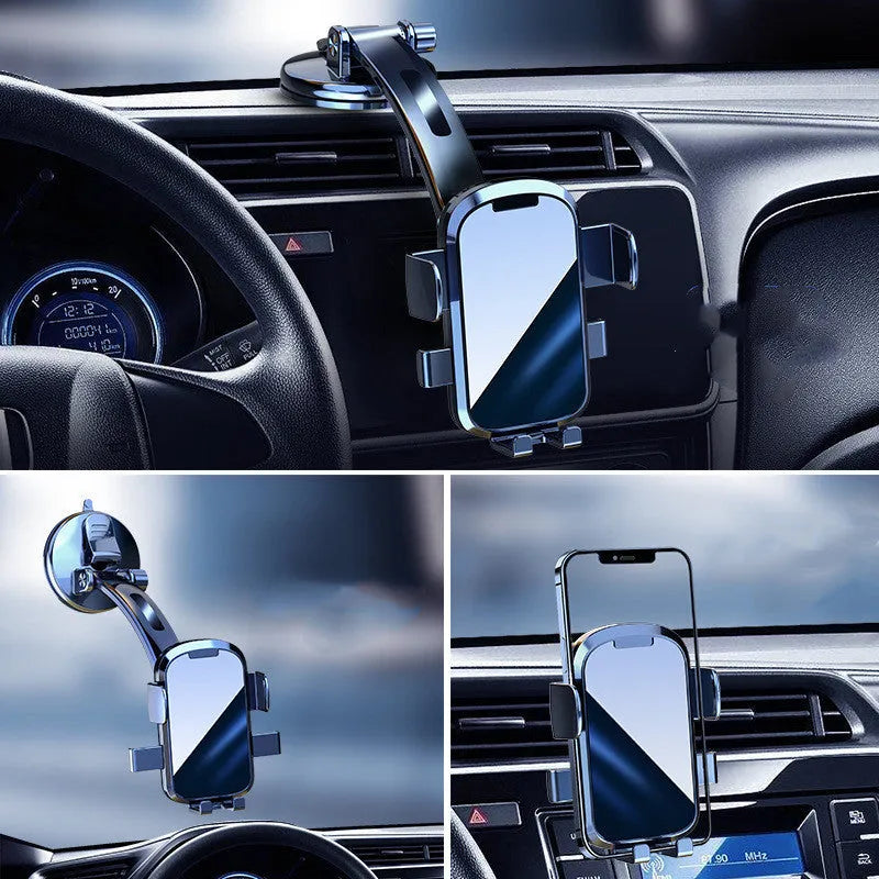 Gravity dashboard car mount with dual suction cups and ABS body, for 4.7-7.5 inch phones, Mirror Gravity Clip