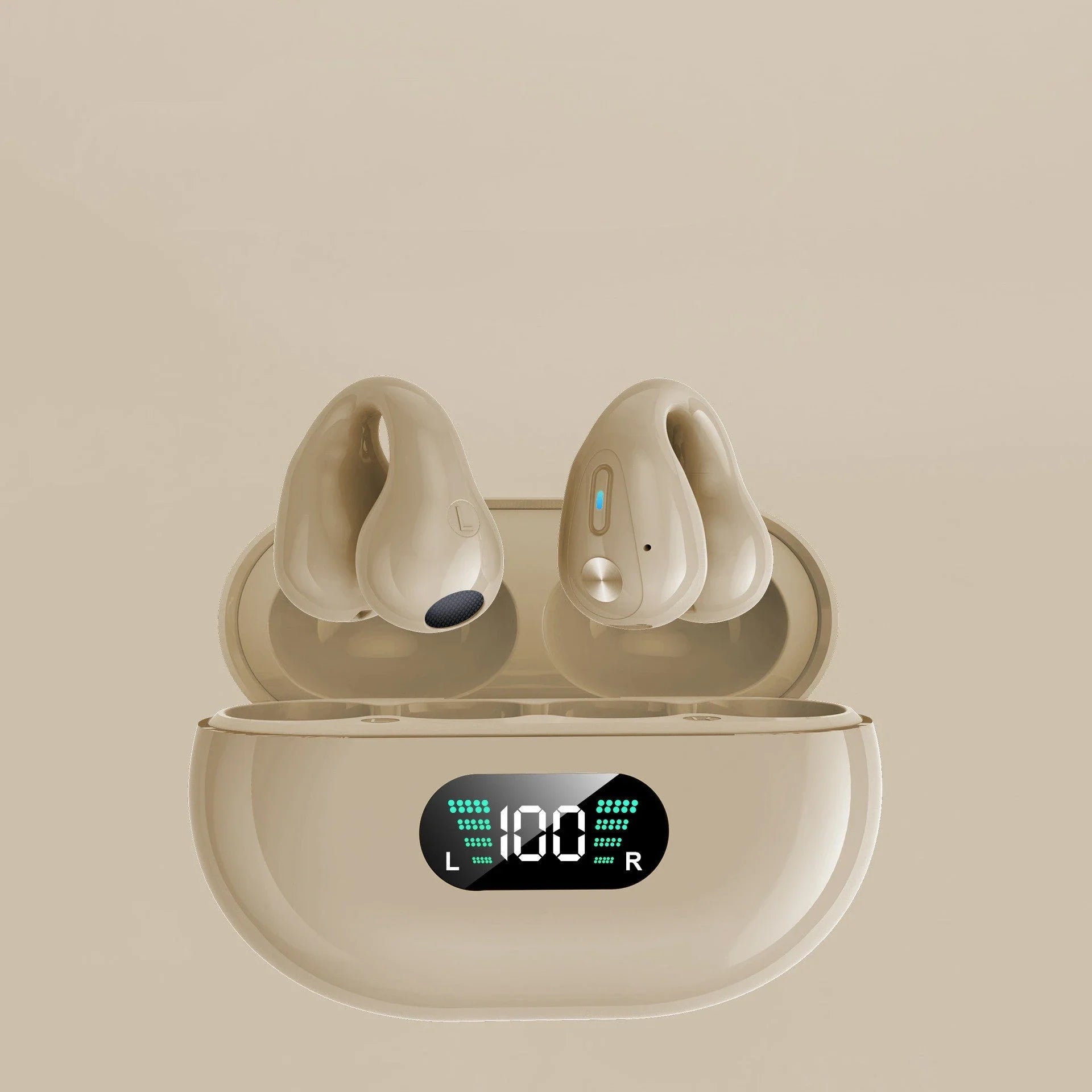 Bone conduction Bluetooth earphones with powerful bass, comfortable ear clip design, and long-lasting battery life