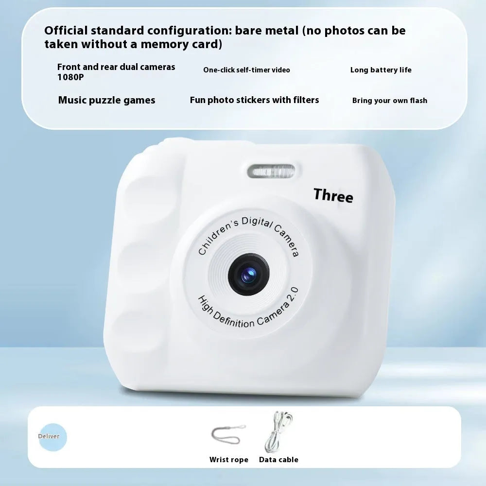 Children's Campus MINI HD digital camera in black, 1920x1080 video, food grade ABS, about 120g, with data cable and manual
