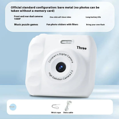 Children's Campus MINI HD digital camera in black, 1920x1080 video, food grade ABS, about 120g, with data cable and manual