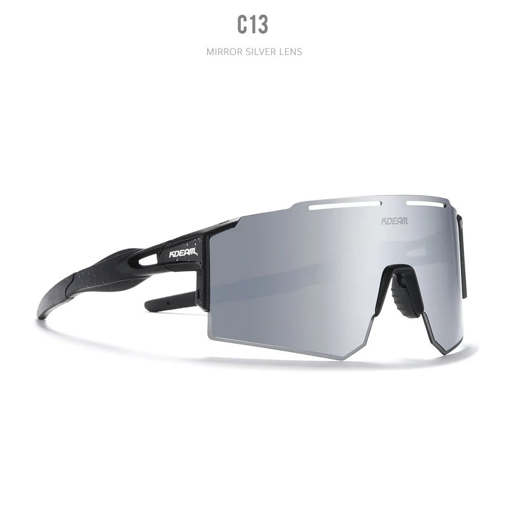 Polarised cycling sunglasses with frameless TR90 lightweight frame in sports design for athletic activities