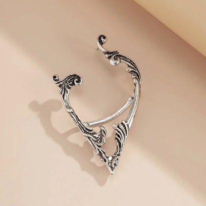 Dark elf no piercing ear clips in silver for gothic style