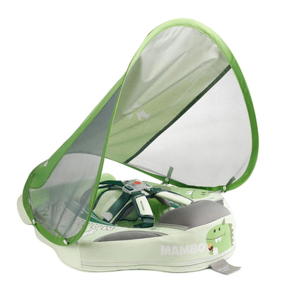 Baby inflatable swimming ring with dinosaur design and sun shade for children 3-24 months