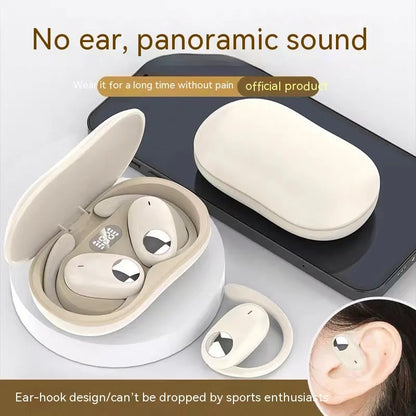 Bone conduction ear hook sports headset in black, white, or skin colour with 10m range and 8+ hour battery