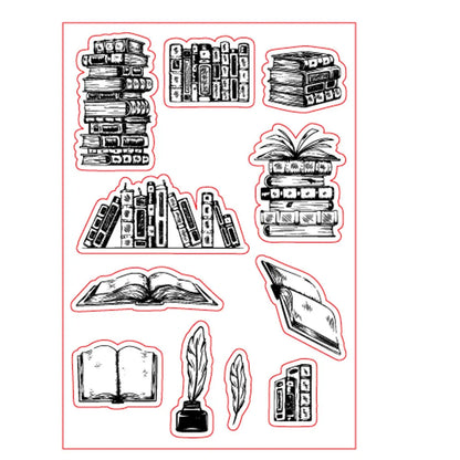 Transparent silicone stamp with self-adhesive backing measuring 11cm by 16cm for craft projects