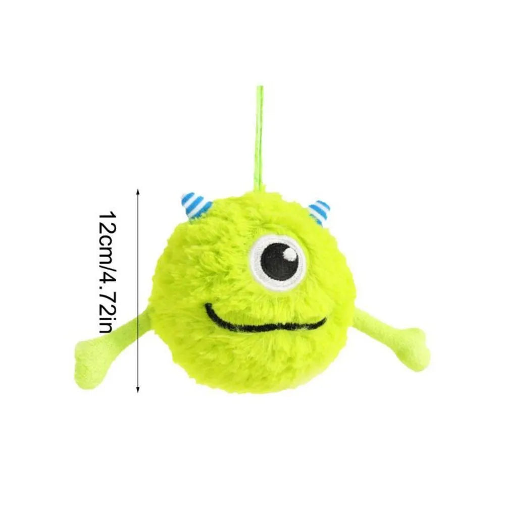 Green interactive dog ball toy with plush and TPR construction, 12cm diameter