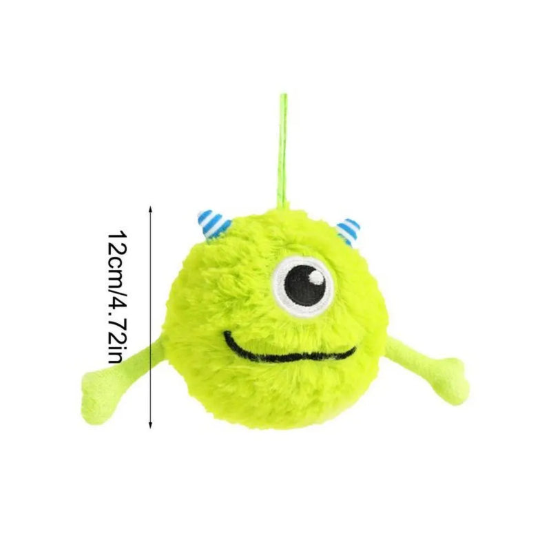 Interactive dog ball toy with sound activation for teeth cleaning, exercise and play, plush and TPR flexible chewer ball 12cm diameter for puppy chewing and gum massage, green colour option available