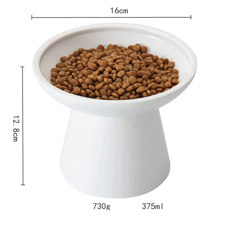 16cm extra wide elevated lead-free ceramic cat bowl for food and water