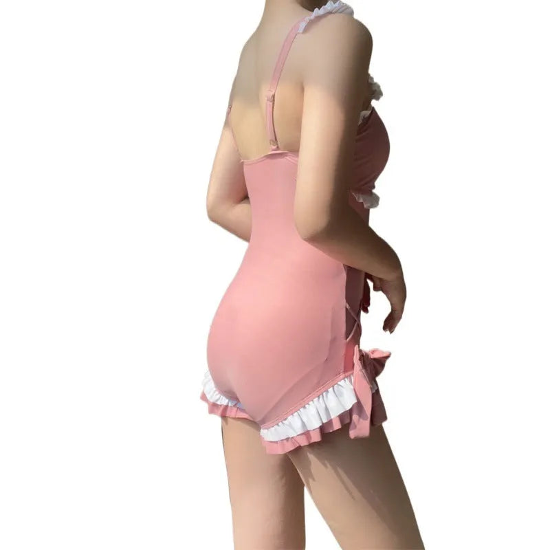 Women's solid colour one-piece swimsuit in milk silk fabric for sun protection