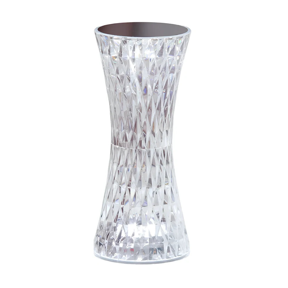 Crystal rechargeable table lamp with 8cm diameter base and multicolour LED lighting options