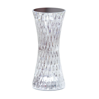 Crystal rechargeable table lamp with 8cm diameter base and multicolour LED lighting options