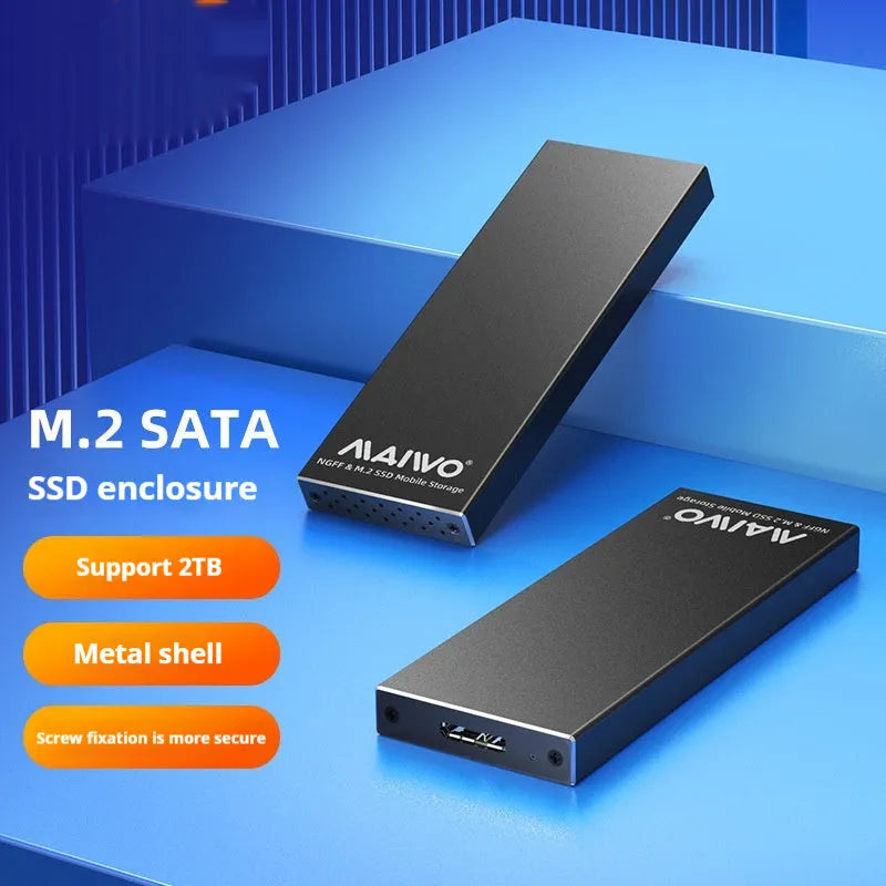 Aluminium alloy M.2 NGFF to USB 3.0 SSD enclosure, 110x40x9.2mm, in black or silver