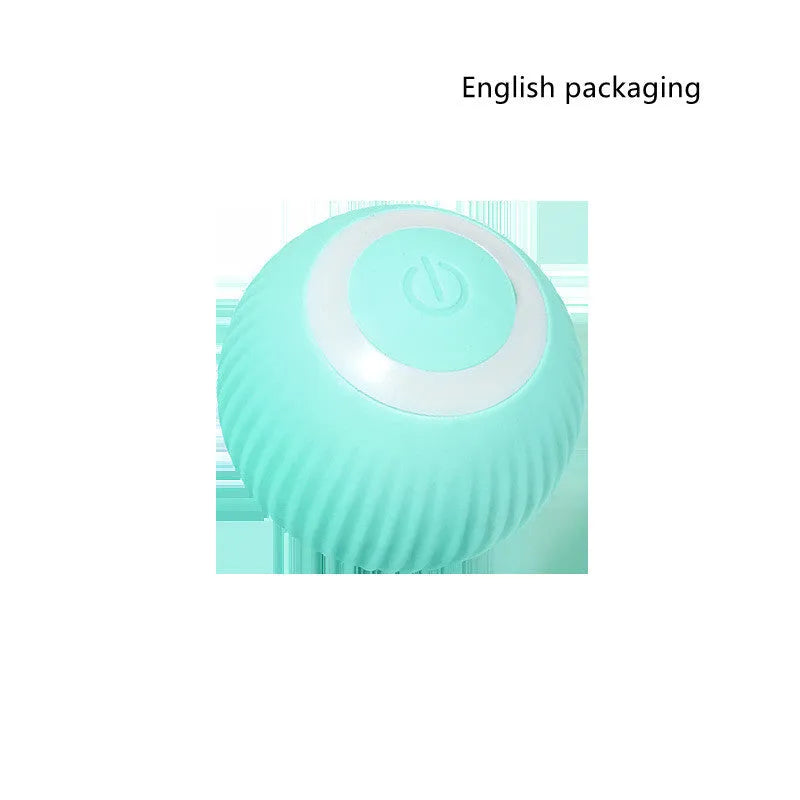 Green automatic rotating ball cat toy with 43mm diameter for interactive pet play