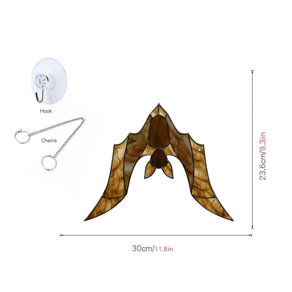 Geometric pumpkin bat ghost acrylic Halloween decoration with 60cm chain and suction cup hook