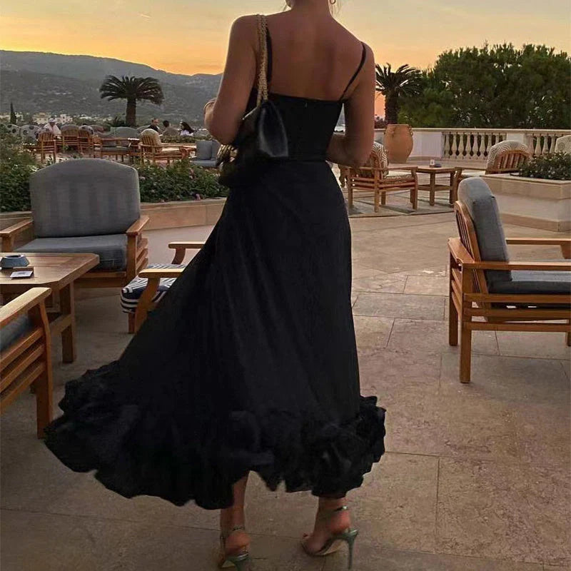 Elegant chiffon skirt with three-dimensional floral design, available in a range of classic UK colours