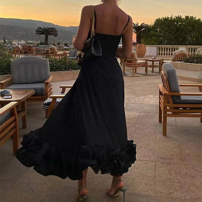 Elegant chiffon skirt with three-dimensional floral design, available in a range of classic UK colours