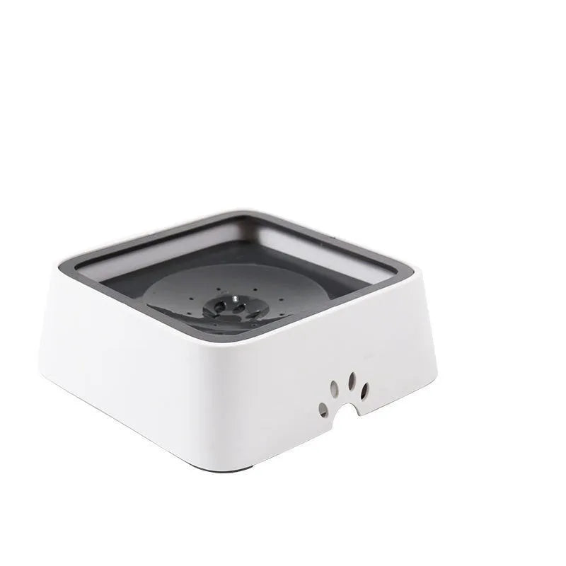 Grey ABS 2L pet water bowl with floating plate and slow water inlet, 244.5 x 221 x 86.5mm