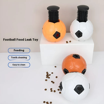 Orange and white TPR rubber dog chew ball toy, shown in hollow and teeth cleaning stick styles.