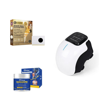 Herbal joint cream jar with knee massagers and knee pad set