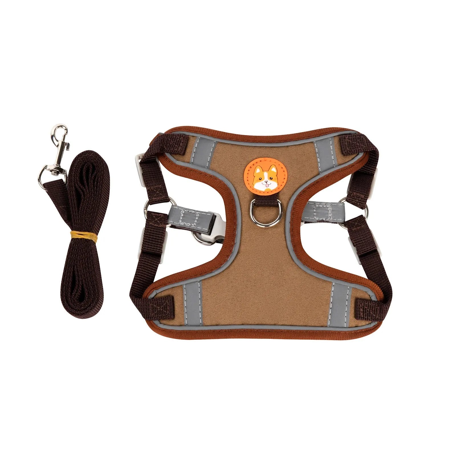 Dog haulage rope package with adjustable vest harness in purple, blue, orange, red, brown, or green