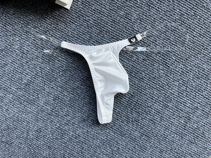 Invisible transparent belt low waist pouch underpants in nylon, T-back style, available in six colours and sizes M to XXL