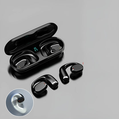Black and white earplug type bilateral stereo Bluetooth headset with charging case