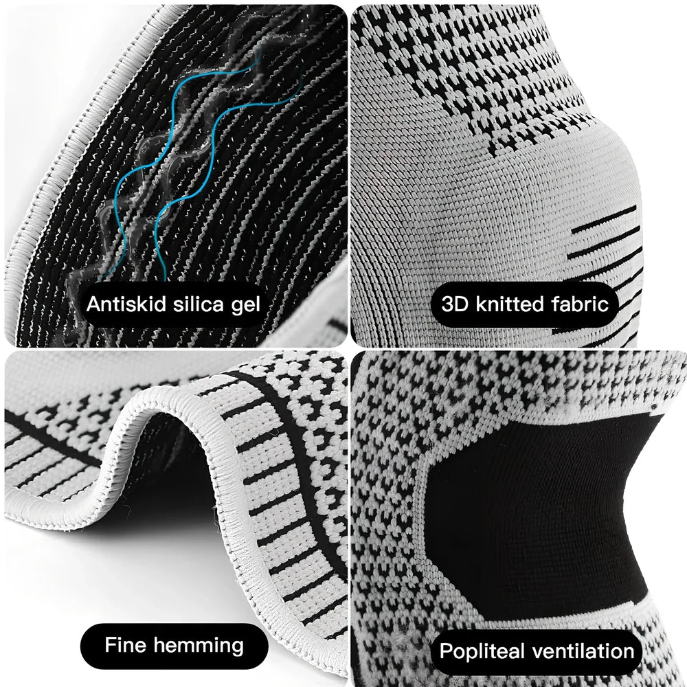 Compression sports knee pads with silicone springs for meniscus protection during basketball and running activities