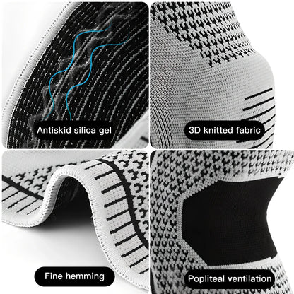Compression sports knee pads with silicone springs for meniscus protection during basketball and running activities