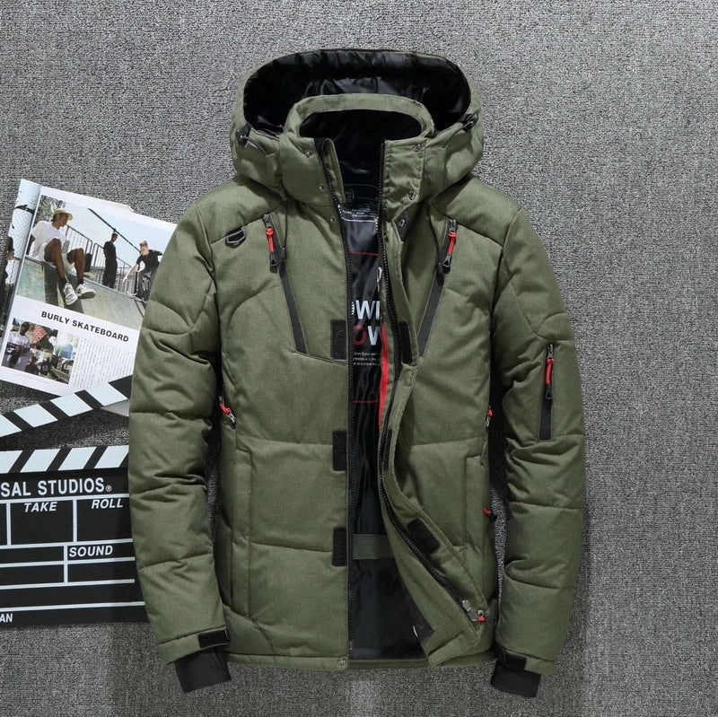 Men's windproof hooded jacket for outdoor sports, available in multiple colours