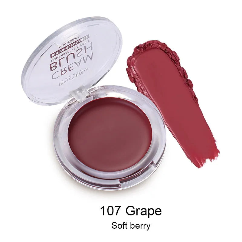 PHOERA Light and Brightening Blush Cream pot in one of eight colours: Freesia, Peach, Strawberry, Sunflower, Dusk, Sunset, Grape, or Berry.