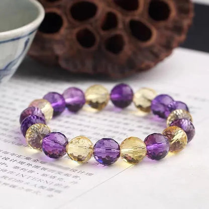 128-facet ametrine bracelet with crystal beads in three colour variations and multiple diameter options
