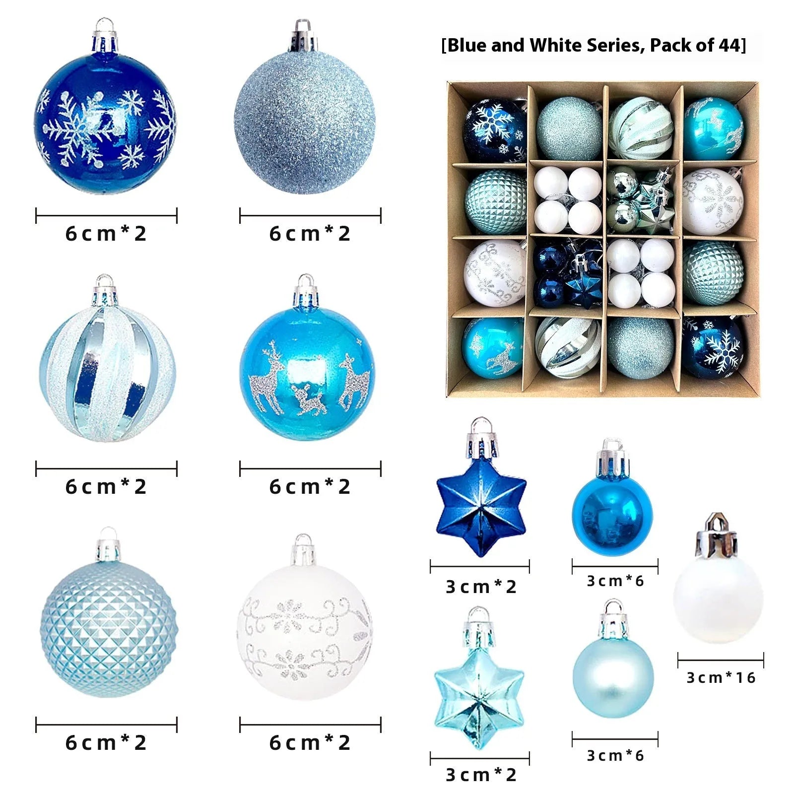 Christmas decoration pendant set with electroplated balls and painted gifts in cowhide presentation box